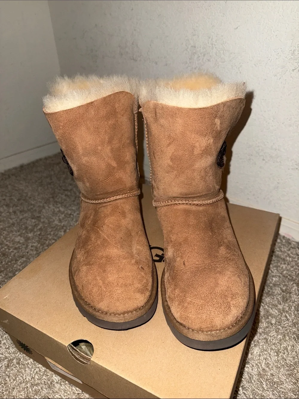 Chestnut Shearling Lined Suede Short Boots